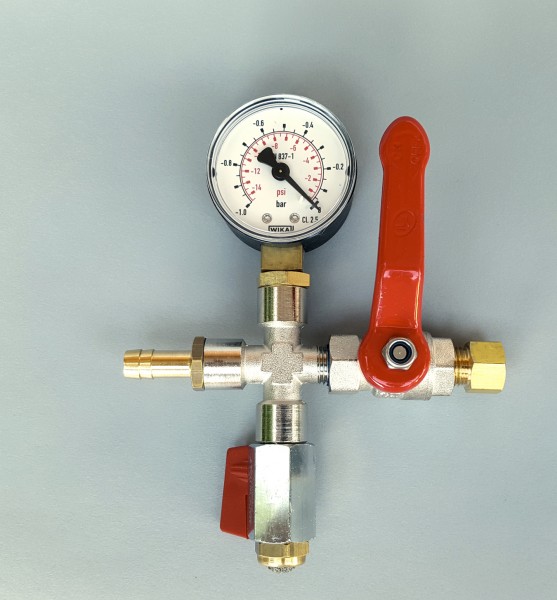 Absperrhahn mit Manometer und Tülle (VP 1200 – Erweiterung 2)