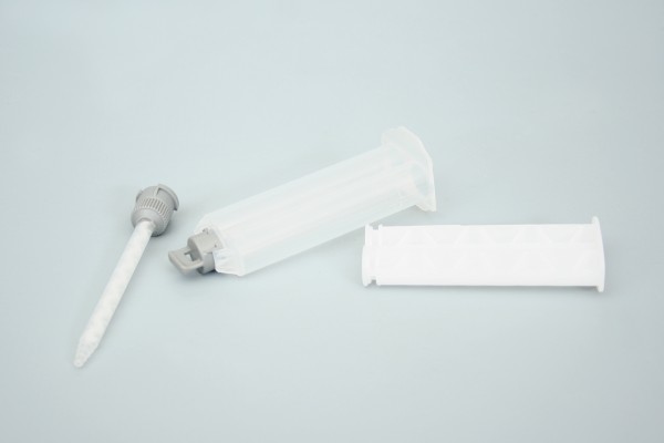 Doppelspritze 25ml, Doppelkartusche leer inkl. Stößel mit Kolbenverschluss und Mischrohr